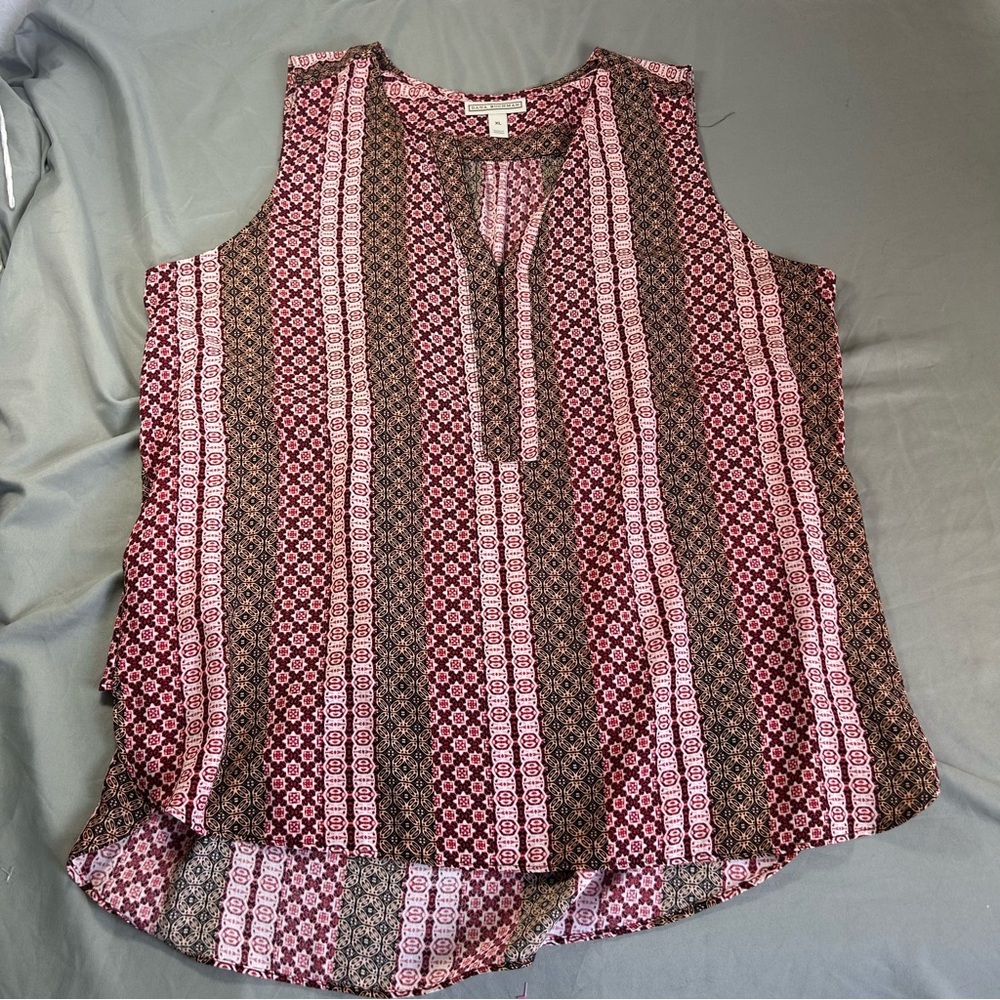 Dana Buchman Pink and Brown Geometric dress tank women's size XL